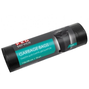 Пакети для сміття PRO service Professional LD двошарові Чорні 160 л 10 шт. (4823071621815) зображення 1
