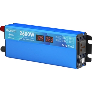 Автомобільний інвертор Choetech 12/220V 1300Вт, чиста синусоїда (CJ2600Q-V2) зображення 1