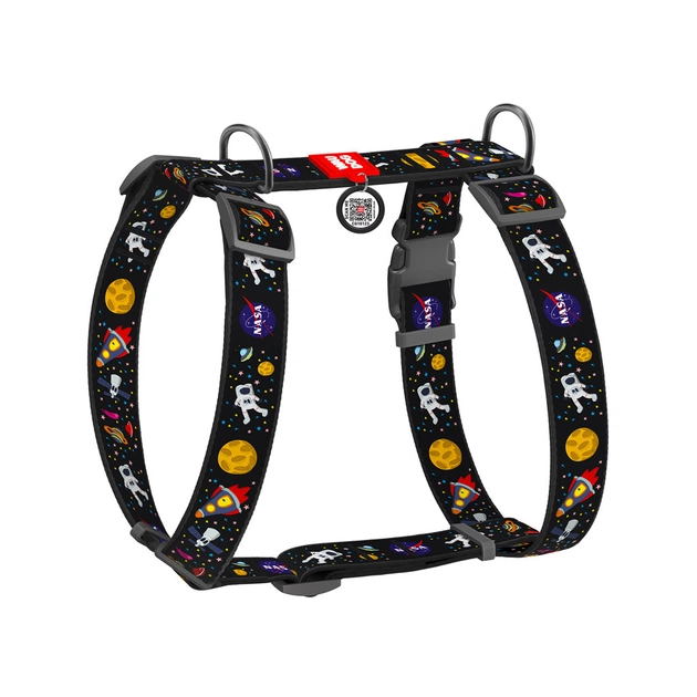 Шлея для собак WAUDOG Nylon анатомічна H-подібна з QR-паспортом "NASA" пластиковий фастекс XL (323-0047) - picture 1
