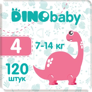Підгузки Dino Baby Розмір 4 (7-14 кг) 120 шт (3 пачки по 40 шт) (2000998941239) зображення 1