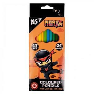 Олівці кольорові Yes Ninja двосторонні 12 шт. 24 кол. (290707) зображення 1