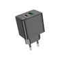 Зарядний пристрій BOROFONE BAS14A Erudite 1xUSB-C PD20W + 1xUSB QC3.0 Black (6941991104947) - уменьшенное изображение 1