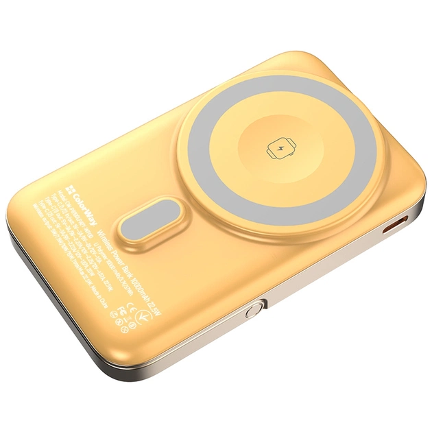 Батарея універсальна ColorWay 10 000 mAh PD/22.5W, 15W MagSafe & Watch Wireless Amber (CW-PB100LPA2Y-WPDD) - зображення 3