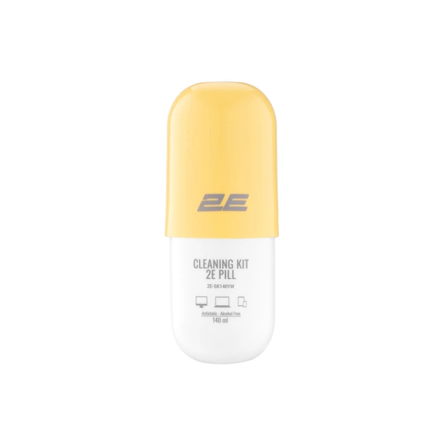 Спрей для очищення 2E PILL 140ml for office equipment +Microfibre 20 cm, white-yellow (2E-SK140YW) - зображення 1