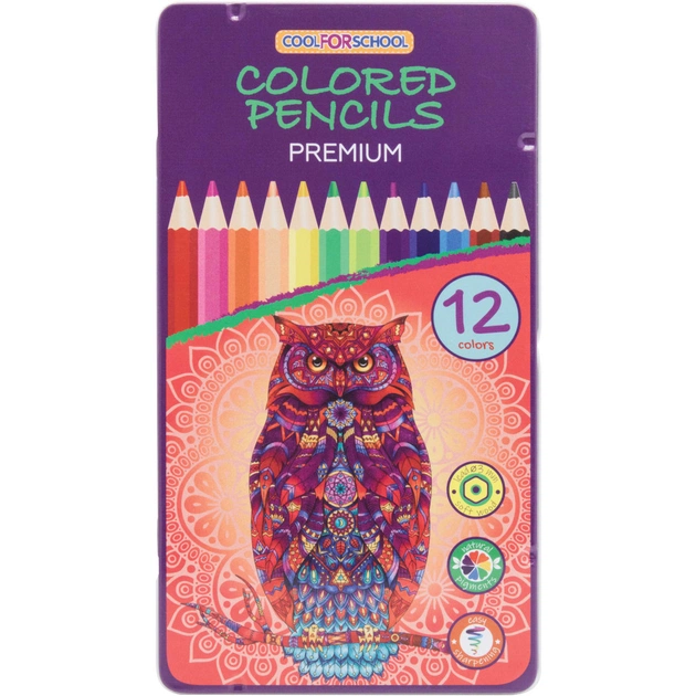 Карандаши цветные Cool For School Premium шестигранные, 12 цветов (CF15173) - изображение 1