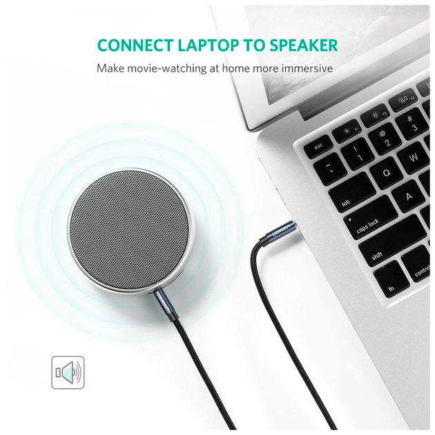 Кабель мультимедійний 3.5mm M to 3.5mm M 0.5m 90° corner AV112 blue Ugreen (60178) - picture 3