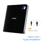 Оптичний привід Blu-Ray ASUS SBW-06D5H-U/BLK/G/AS (90DD02G0-M29000) - зменшене зображення 3