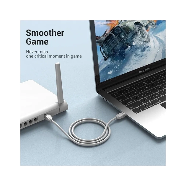 Патч-корд 3м, UTP cat 6 RJ-45 gray Vention (IBEHI) - зображення 3