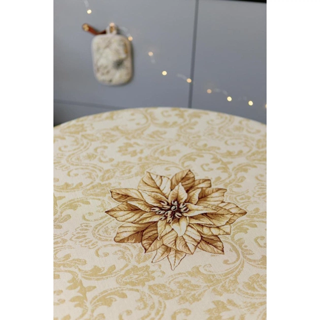 Скатертина Прованс гобеленова з велюром Золоте свято Dх136 см (036327) - picture 9