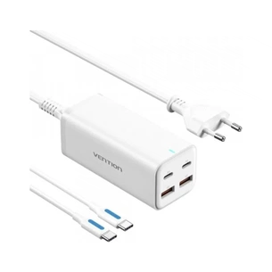 Зарядний пристрій Vention 4xUSB 100W (2xUSB-C+2xUSB-A) PD3.0/QC 3.0/GaN White (FBSWG-EU) зображення 1