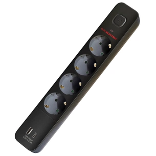 Сетевой фильтр питания EUROELECTRIC Х4 10А 2м USB, Type-C, Black (EE-104USB/C-2M Black) изображение 1