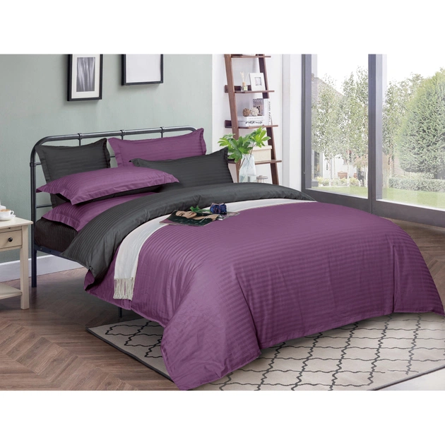 Постільна білизна MirSon Satin Stripe 30-0009+ 30-0012Violetta 160х220 Сімейний (2200005258125) - зображення 1