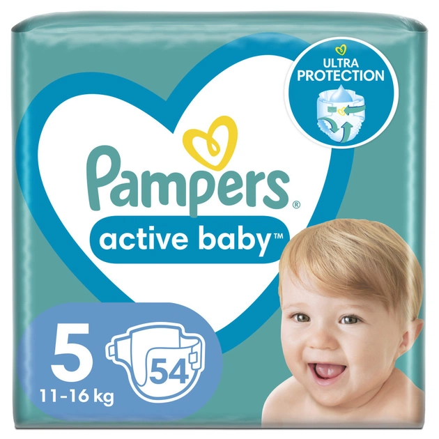 Підгузки Pampers Active Baby Junior Розмір 4 (9-14 кг) 54 шт (8006540045657) - изображение 1