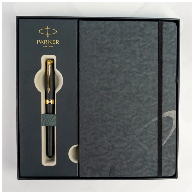 Ручка пір'яна Parker SONNET 17 Matte Black Lacquer GT  FP F + блокнот Parker + подар.упаковка GIFT24 (84 811b24) - изображение 4