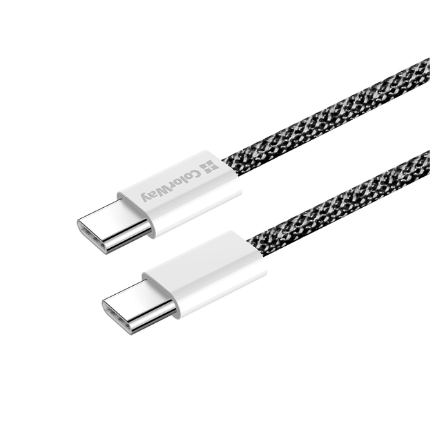 Дата кабель USB-C to USB-C 2.0m (braided cotton) (PD Fast Charging 60W) 3.0А black ColorWay (CW-CBPDCC068-BK) - picture 6