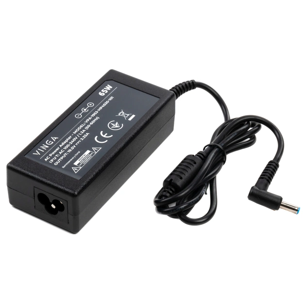 Блок питания к ноутбуку Vinga HP 65W 19.5V 3.33А 4.5*3.0 (VPA-1953-HP4530-101) - изображение 1