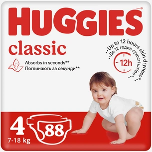 Підгузки Huggies Classic 4 (7-18 кг) J-Pack 88 шт. (2*44) (5029054228975) зображення 1