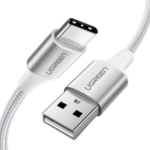 Дата кабель USB 2.0 AM to USB-C 1.0m aluminum braid US288 white Ugreen (60131) - зображення 1