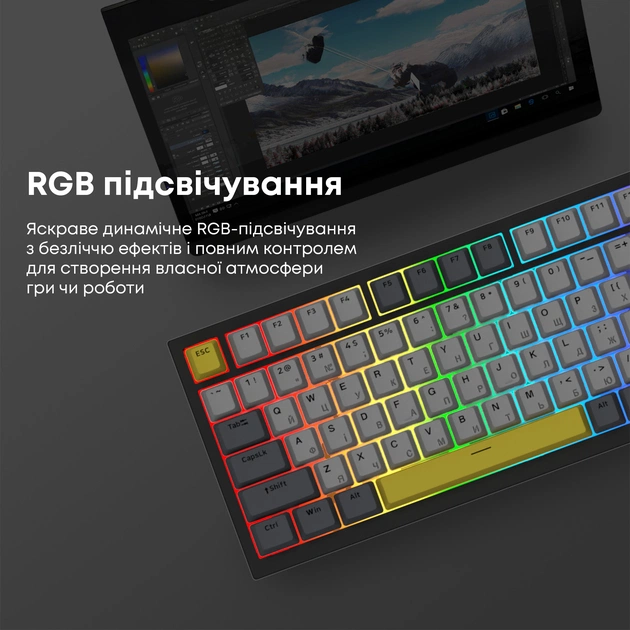 Клавіатура Ajazz AK820 Sea Salt Switch Black USB-C (AK820-SS-BGY) - зображення 10