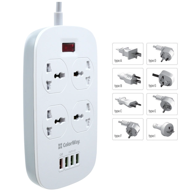 Мережевий фільтр живлення ColorWay 4 розетки/4USB White 1.8м (1QC3.0 + 3 AUTO ID) (CW-CHU44QW) - picture 10