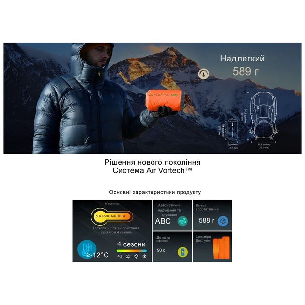 Туристичний килимок Flextail Tiny Slleeping Pad R05 AVS самонадувний помаранчевий (6975755966656) - зображення 11