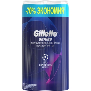 Піна для гоління Gillette Sensitive Skin. 250млх2шт (7702018536191) зображення 1