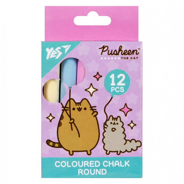 Крейда Yes кольорова Pusheen 12 шт кругла (400515) - изображение 1