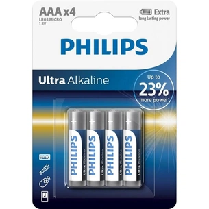 Батарейка Philips AAA LR03 Ultra Alkaline * 4 (LR03E4B/10) зображення 1