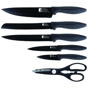 Набір ножів Bergner Osaka, з ножицями, 6 предметів (BG-9075-BK) зображення 1