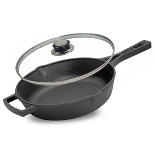 Сковорода Brizoll Monolith чавунна з литою ручкою та скляною кришкою 240х60 мм (M2460P-6) зображення 1