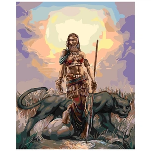 Картина по номерам Strateg Мисливиця з пантерою 40х50 см (SY6106) зображення 1