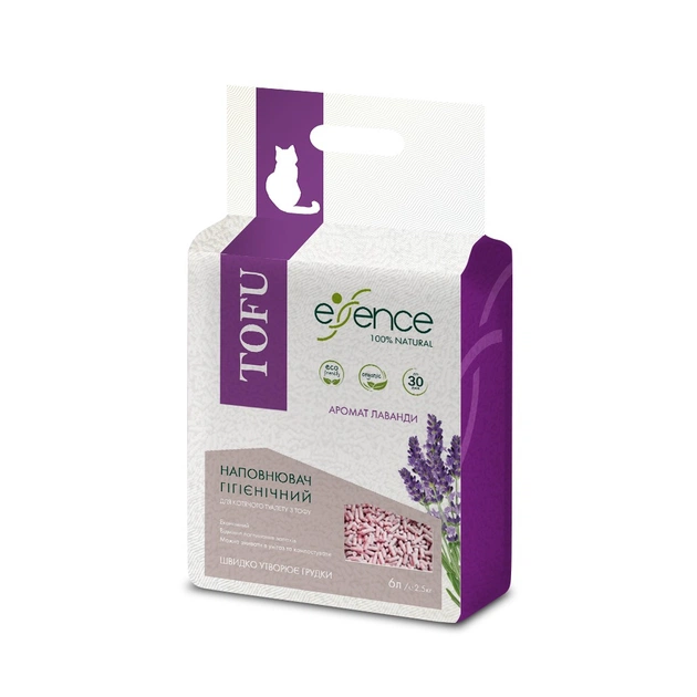 Наповнювач для туалету Essence Tofu з ароматом лаванди 2 мм 6 л (4820261920024) - picture 2