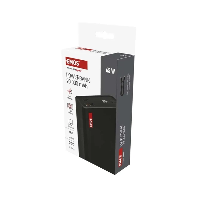 Батарея універсальна EMOS 20000mAh NTBF20, 65W, Pass-through, black (B0560B) - зображення 9
