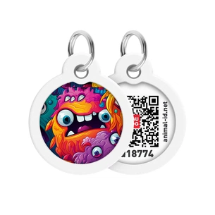 Адресник для тварин WAUDOG Smart ID з QR паспортом "Зубасті монстри", коло 30 мм (230-4048) зображення 1