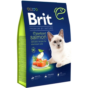 Сухий корм для кішок Brit Premium by Nature Cat Sterilized Salmon 8 кг (8595602553259) зображення 1