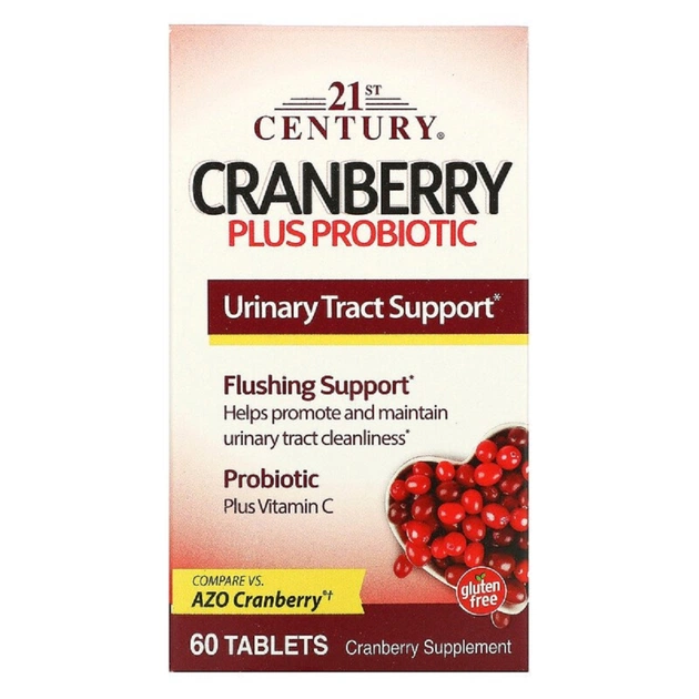 Трави 21st Century Журавлина з пробіотиком, Cranberry Plus Probiotic, 60 таблеток (CEN-27848) - зображення 1