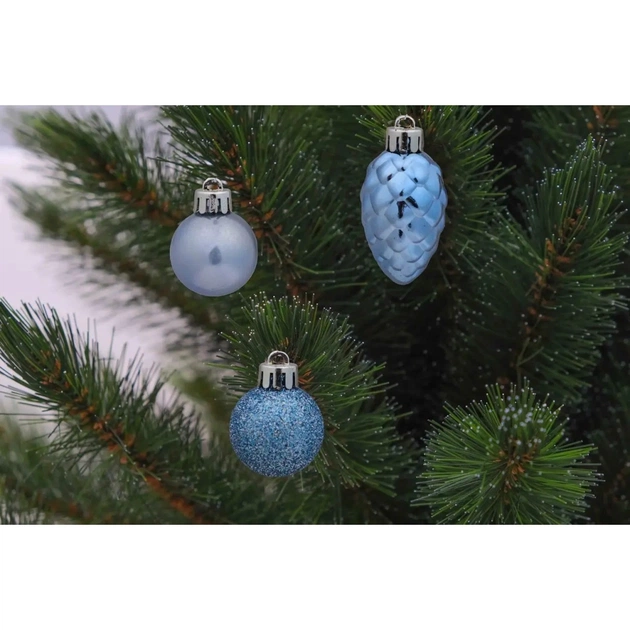 Ялинкова іграшка Chomik пластикові кульки, рельєфні і шишки 36 шт, 3,4,6 см, мікс блакитні (5900779832916_1) - picture 4