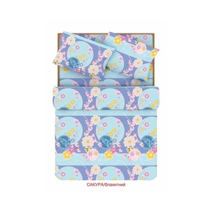 Постільна білизна Home Line Сакура блакитний бежевий бязь євро (85608) зображення 1