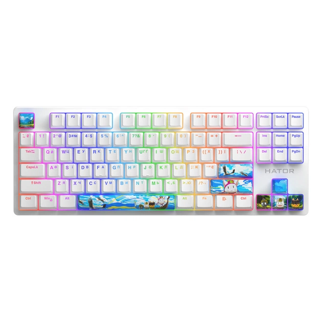 Клавіатура Hator Rockfall 2 Mecha TKL Authentic Edition Aurum Milky Way Silent USB Fighting Cats (HTK-532) - зображення 1