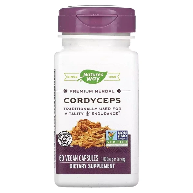 Вітамінно-мінеральний комплекс Nature's Way Кордіцепс, 500 мг, Cordyceps, 60 вегетаріанських капсул (NWY-15384) - зображення 1