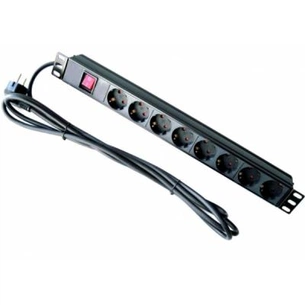 Силовий блок Hypernet 19" 8 розеток, кабель 1.8m алюм. корпус з вимикачем (SPP8) зображення 1