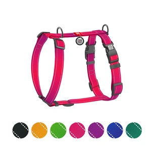 Шлея для собак WAUDOG Nylon Mono анатомічна H-подібна з QR паспортом, пластиковий фастекс, L рожева (54587) зображення 1