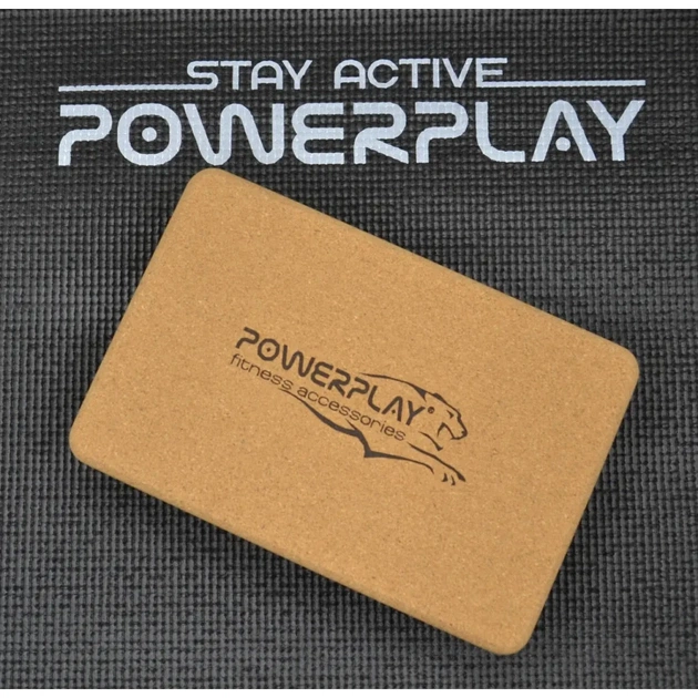 Блок для йоги PowerPlay з пробкового дерева Cork Yoga Block (PP_4006_Cork) - picture 3