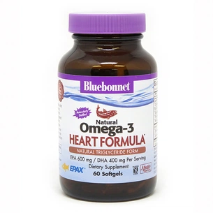 Жирні кислоти Bluebonnet Nutrition Омега-3 Формула для Серця, Omega-3 Heart Formula, 60 желатин (BLB0942) зображення 1