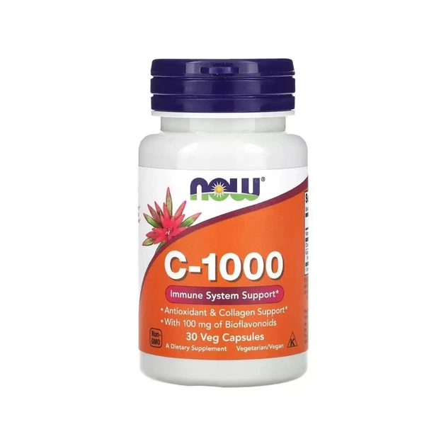 Витаминно-минеральный комплекс Now Foods Витамин C-1000, Vitamin C-1000, 30 вегетарианских капсул (NOW-00689) - изображение 1