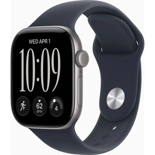 Смарт-часы Apple Watch Series 12 GPS 46mm Space Grey Aluminium Case with Navy Blue Sport Band - M/L (MJEJ4RK/A) изображение 1