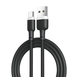 Дата кабель USB 2.0 AM to USB-C 1.0m 2.1A silicone black XO (NB208-TC-1-BK) зображення 1