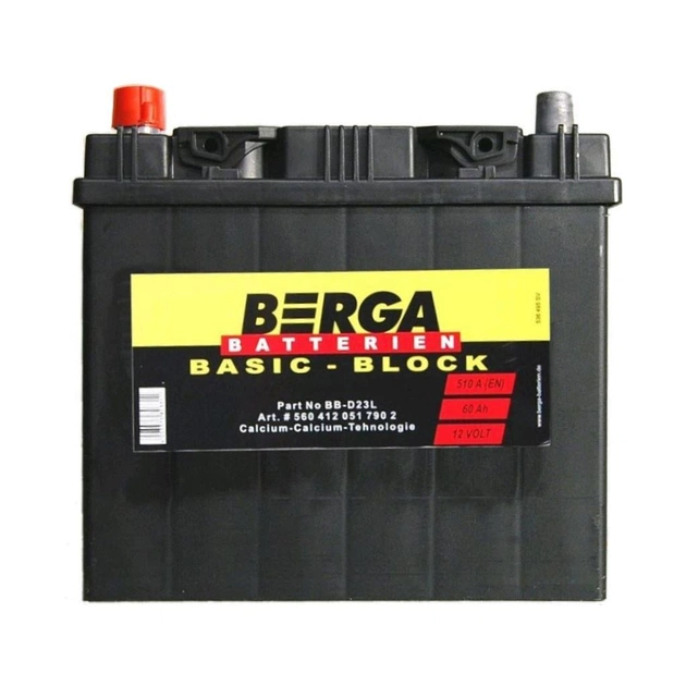 Аккумулятор автомобильный Berga Basicblock 60Ah ASIA (+/-) (510EN) (5604130517902) - изображение 1