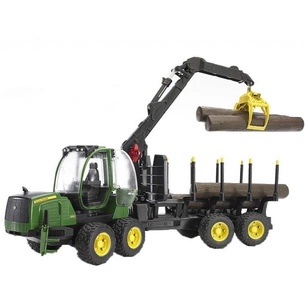 Спецтехніка Bruder Трактор з системою захоплення John Deere з причепом і колода (02133) зображення 1