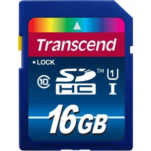 Карта пам'яті Transcend 16Gb SDHC class 10 UHS-I (TS16GSDU1) зображення 1